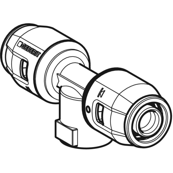 Geberit PushFit T-Stück mit IG Ms d20-Rp1/2-20