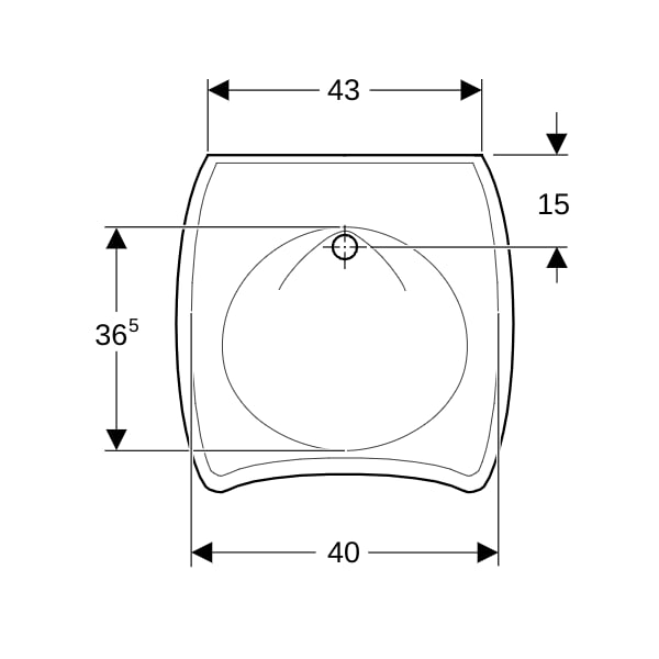Geberit Vitalis WT, barrierefrei, 55x55cm o. Hl., o. Ül., weiß, KeraTect