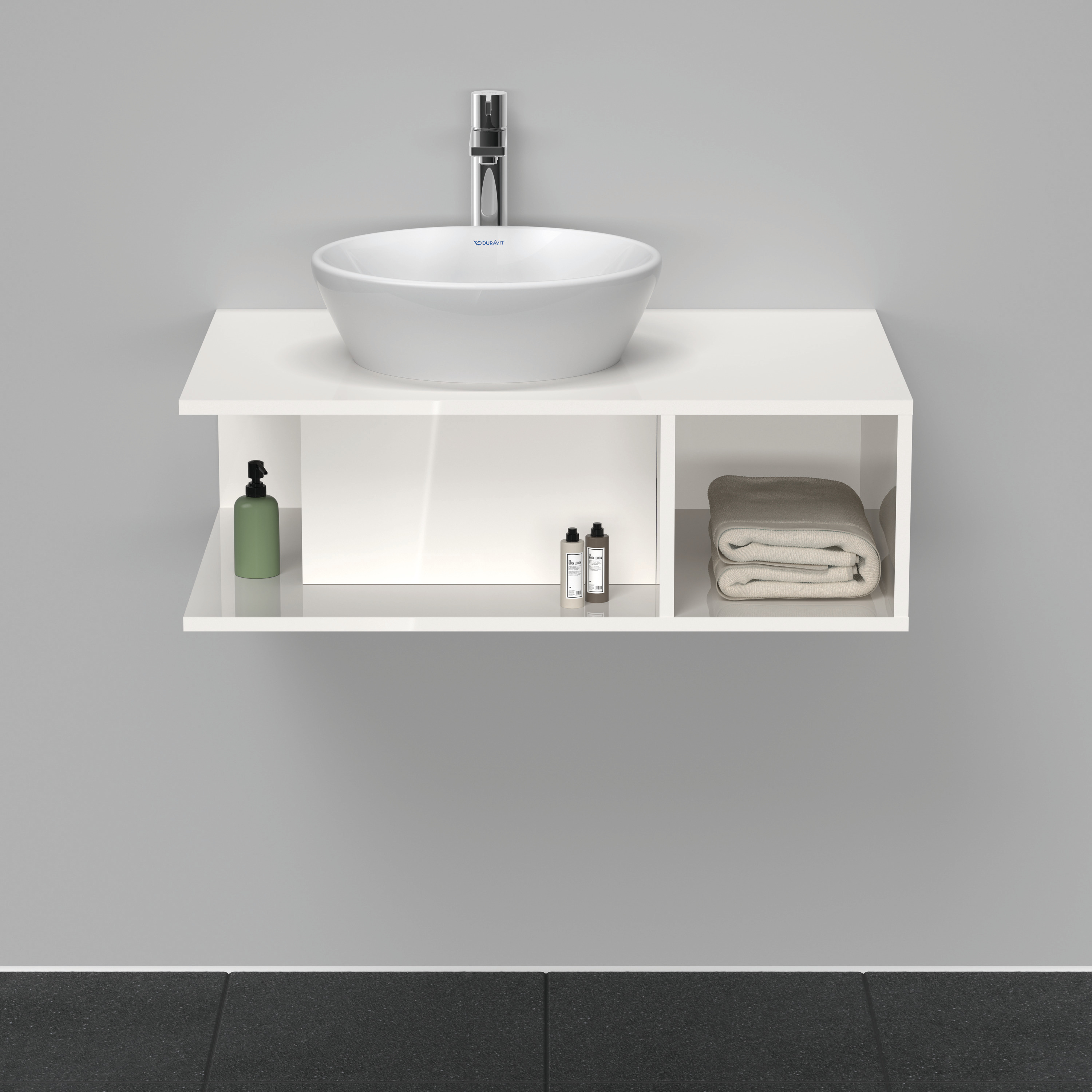 Duravit D-Neo WTU wandh.,1 offenes Fach r., 260x800x550mm, Weiß Hochglanz
