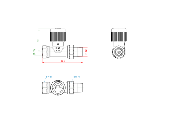 OVENTROP-Rücklauftemperaturbegrenzer-Set DN15,Rücklauf-Dg-Ventil u."Uni RTLH"