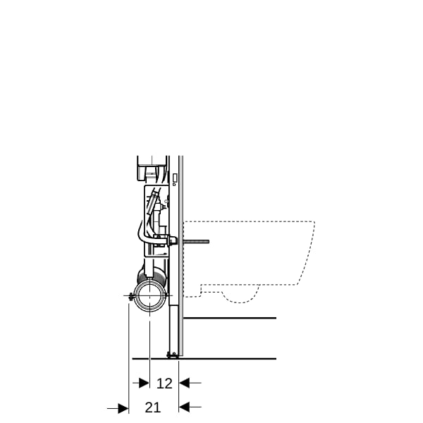 Geberit Duofix Element f. WWC, 112cm m. Sigma UP-SPK 12cm, barrierefrei WC höhenverst.