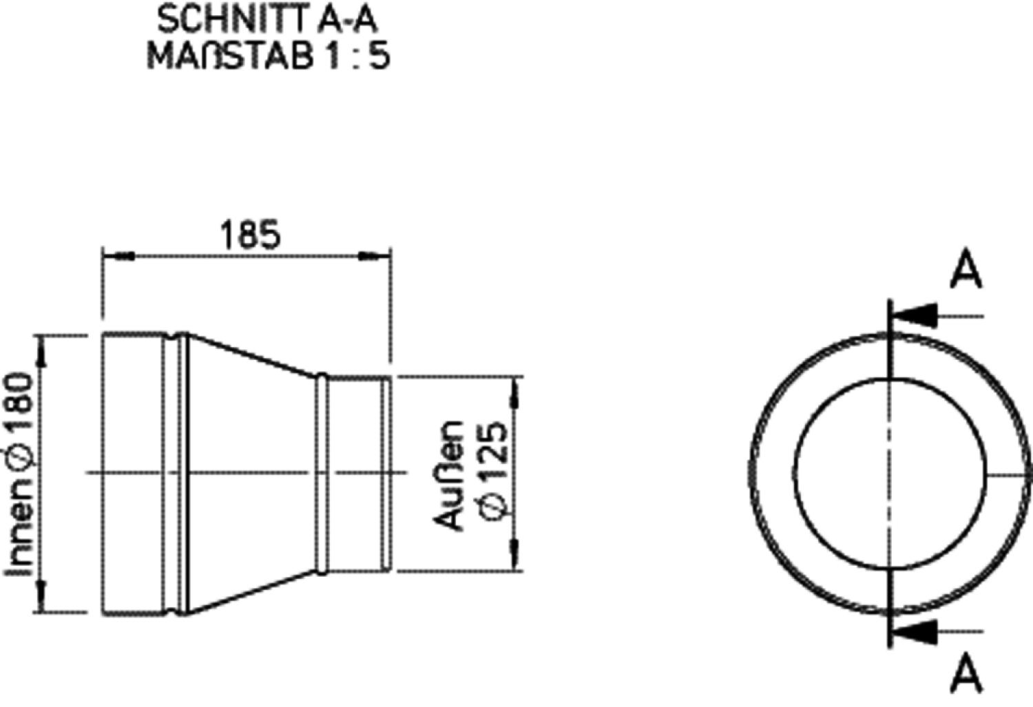 Helios RZ 180/125 Reduzierung v. 180mm auf 125mm