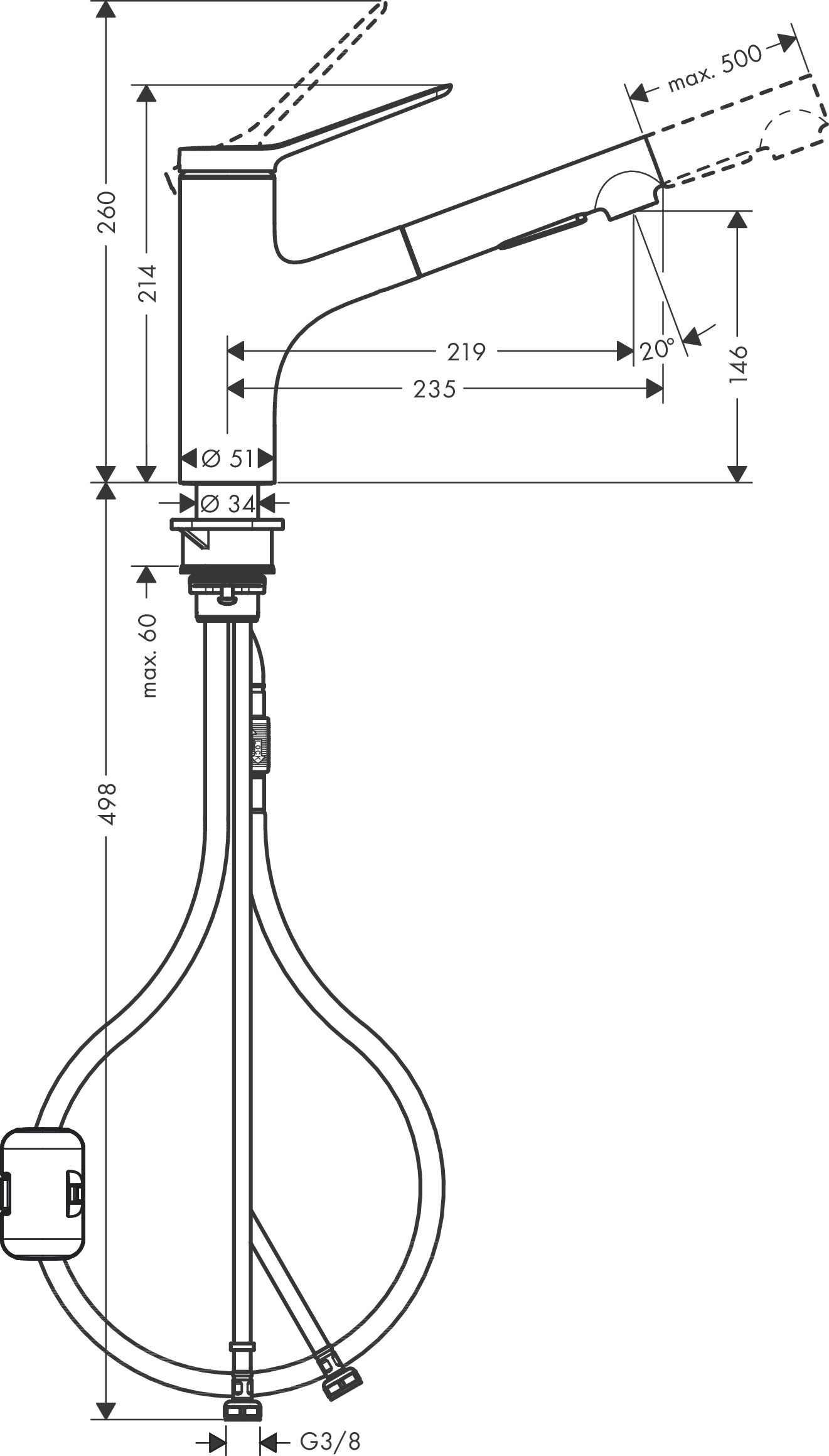 Hansgrohe Spültischmischer 150 Zesis M33 Ausziehbrause 2jet chrom