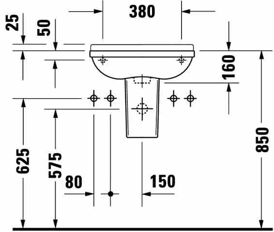 DU Handwaschbecken Starck 3 500 mm m.ÜL, m.HLB, HL-Vst. li./re., weiß