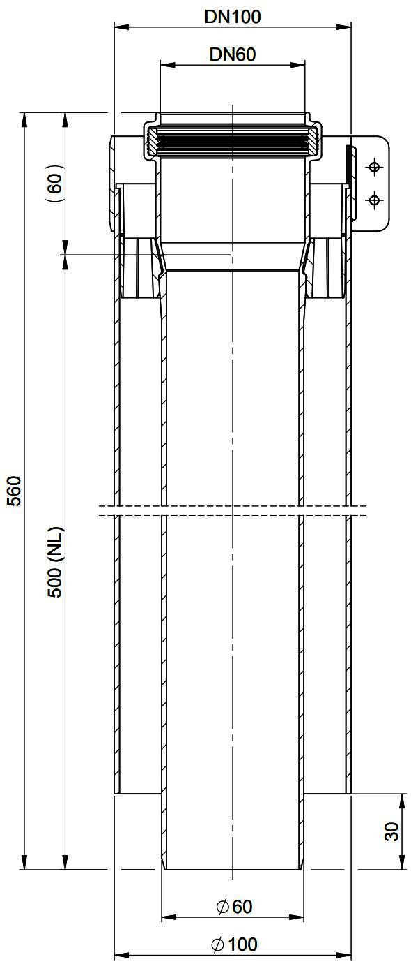 MHG Doppelrohr DN 60/100, 500mm für Abgasleitung Atec