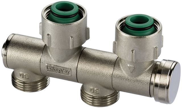 Flamco Hahnblock Variocon, schwenkbar FE2 G3/4i x G3/4a MS vern. m.Konus, m.Entl.