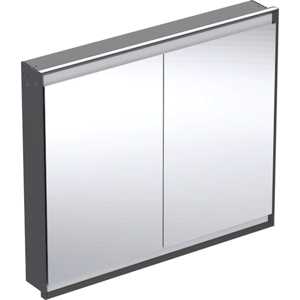 Geberit ONE SPS, Comf.Light, 2 Türen, UP-Mont 105x90x15cm, schwarz matt/alu. plvb