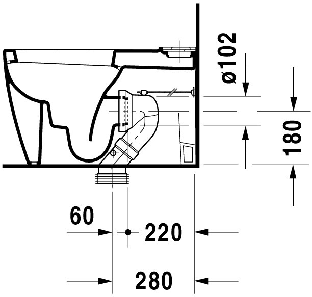 DU Stand-WC Kombi Starck 1 640 mm Tiefspüler, f.SPK, Abg.Vario, weiß