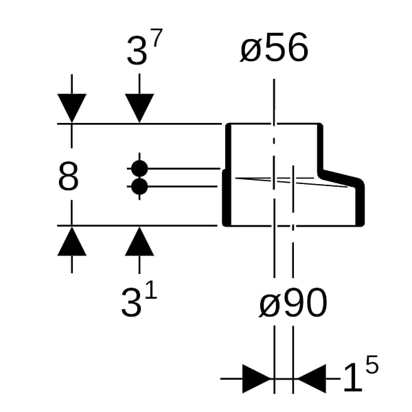 Geberit Silent-db20 Reduktion exzentrisch kurz d90/56