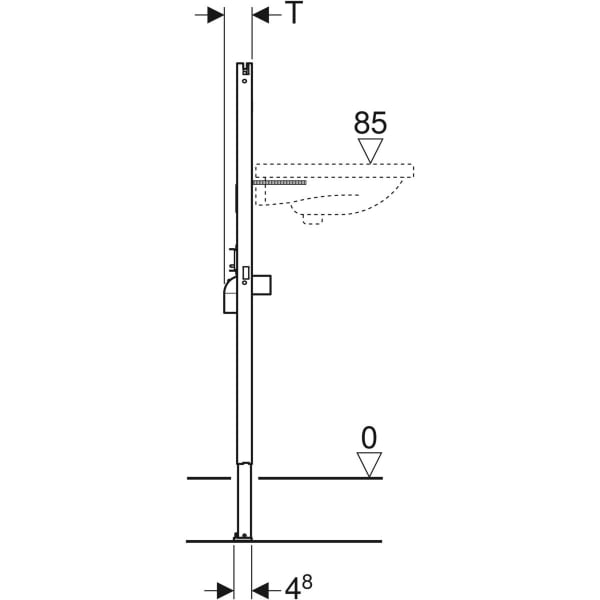 Geberit DuofixBasic Element für WT, 112 cm Standarmatur, Wandanker