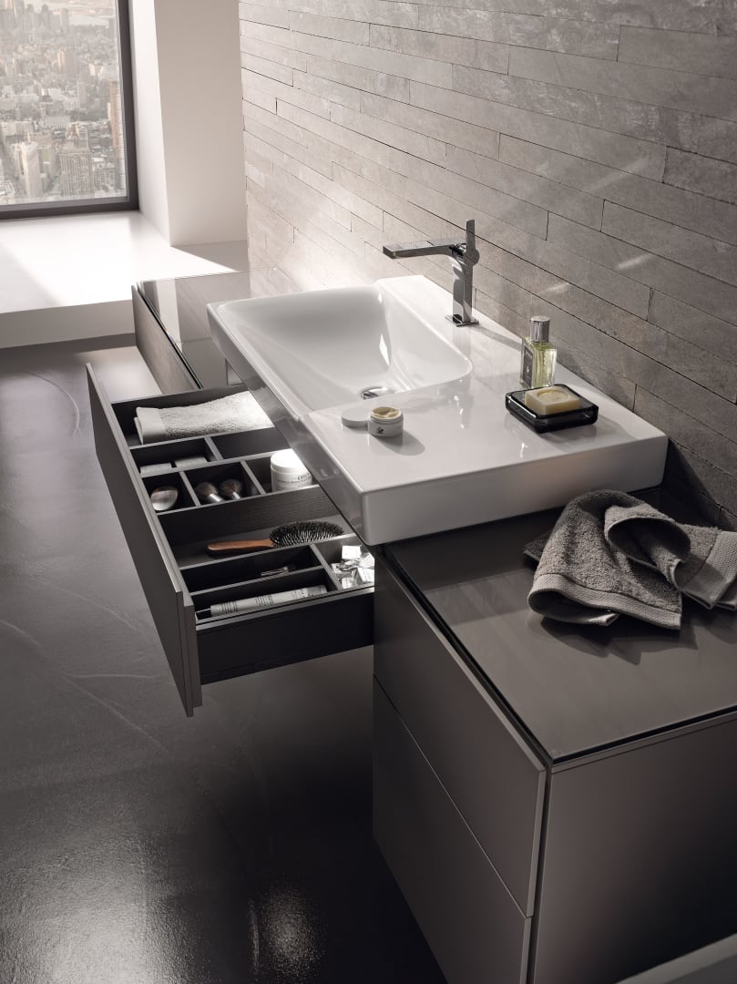 Geberit Xeno2 Waschtisch m. Ablg. re, 90x48cm m. Hl., o. Ül., weiß, KeraTect