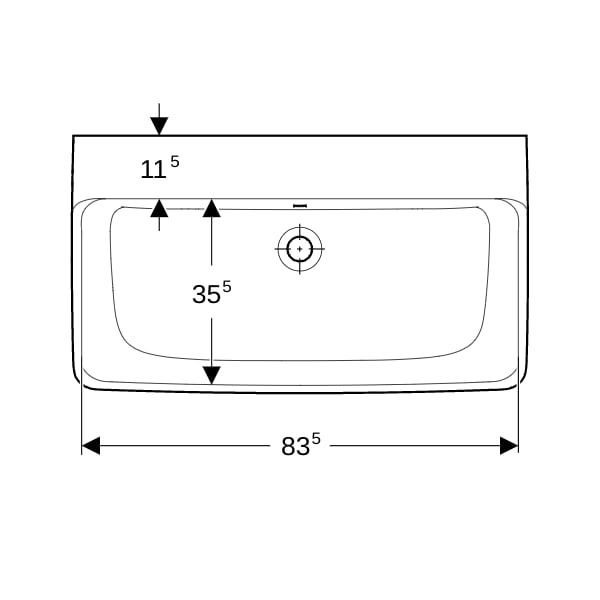 Geberit Renova Plan Waschtisch, 85x48cm o. Hl., m. Ül., weiß