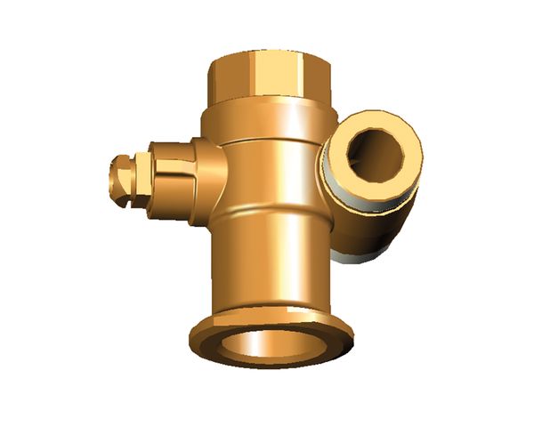 Flamco Vierwege-Kugelhahn 3/4" IG und 2 x 3/4" AG, für Solar mit RV