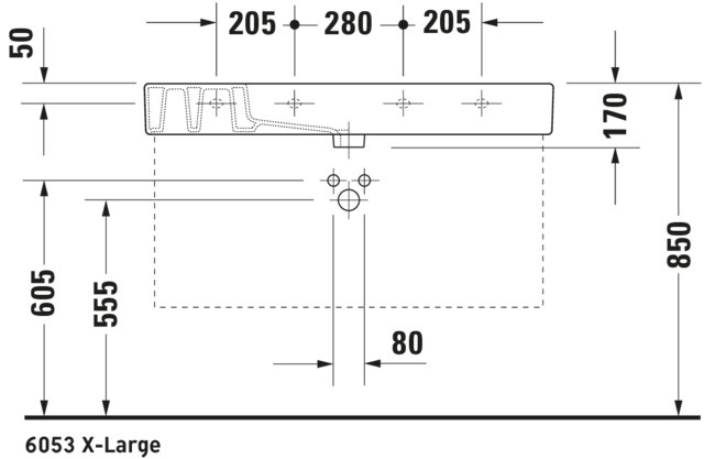 DU Möbelwaschtisch Vero 1050 mm mit ÜL, mit HLB, 1 HL, weiß WonderGliss