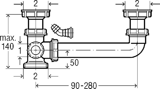 Viega Ablaufverbindung 794.1 in G2 x G2 x 80-285mm Kunststoff weiss