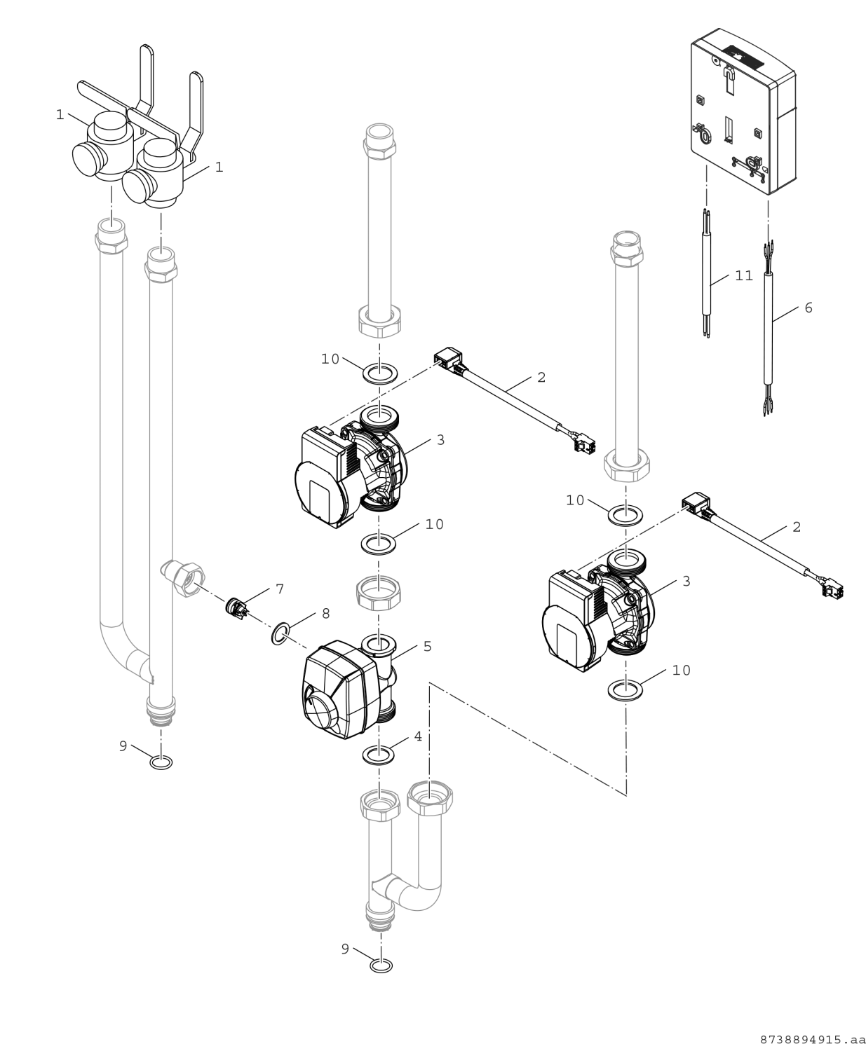 BOSCH Zubehör f. Luftwärmepumpe AWMB-2HK Anschlussset auf 2 Heizkreise für AWMB