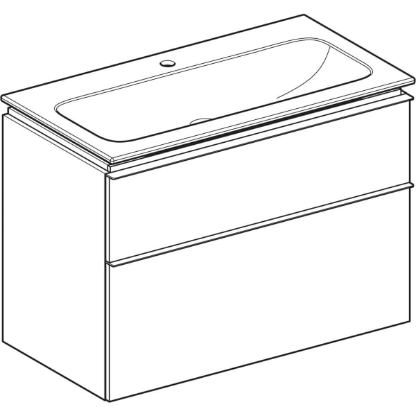 Geberit iCon Set MWT m. US, 2 Schubl. 90x63x48cm, Nussbaum/Gr. lava/KeraTect