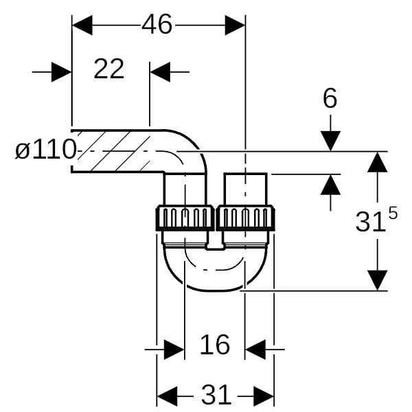 Geberit PE Rohrbogengeruchsverschluss d110