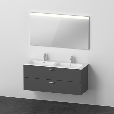 DU XBase Möbel-Set 1300x490mm,WT m. HL 2 WTU m. Schubk.2, Spiegel, Graphit Matt