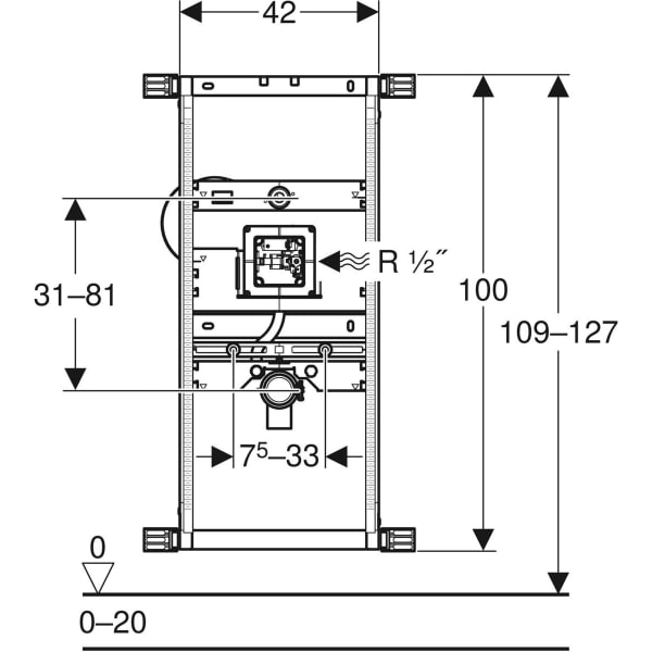 Geberit Kombifix Element für Urinal 109-127cm Universal, verdeckte Steuerung