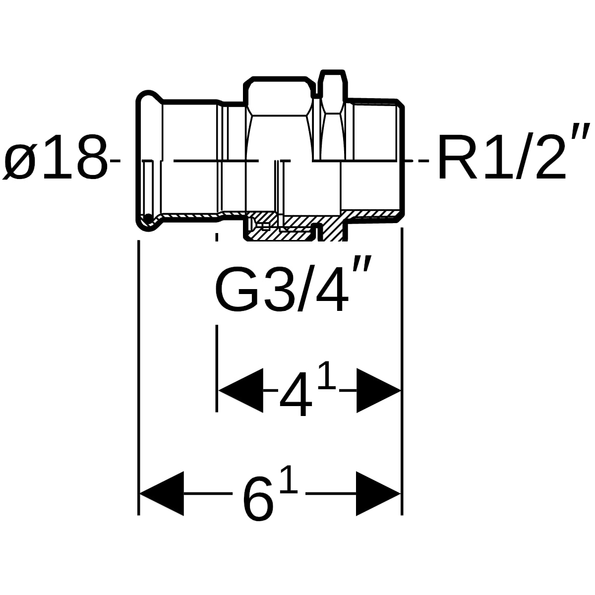 Geberit Mapress C-Stahl Übergangsverschr. mit AG d18-R1/2 verzinkt