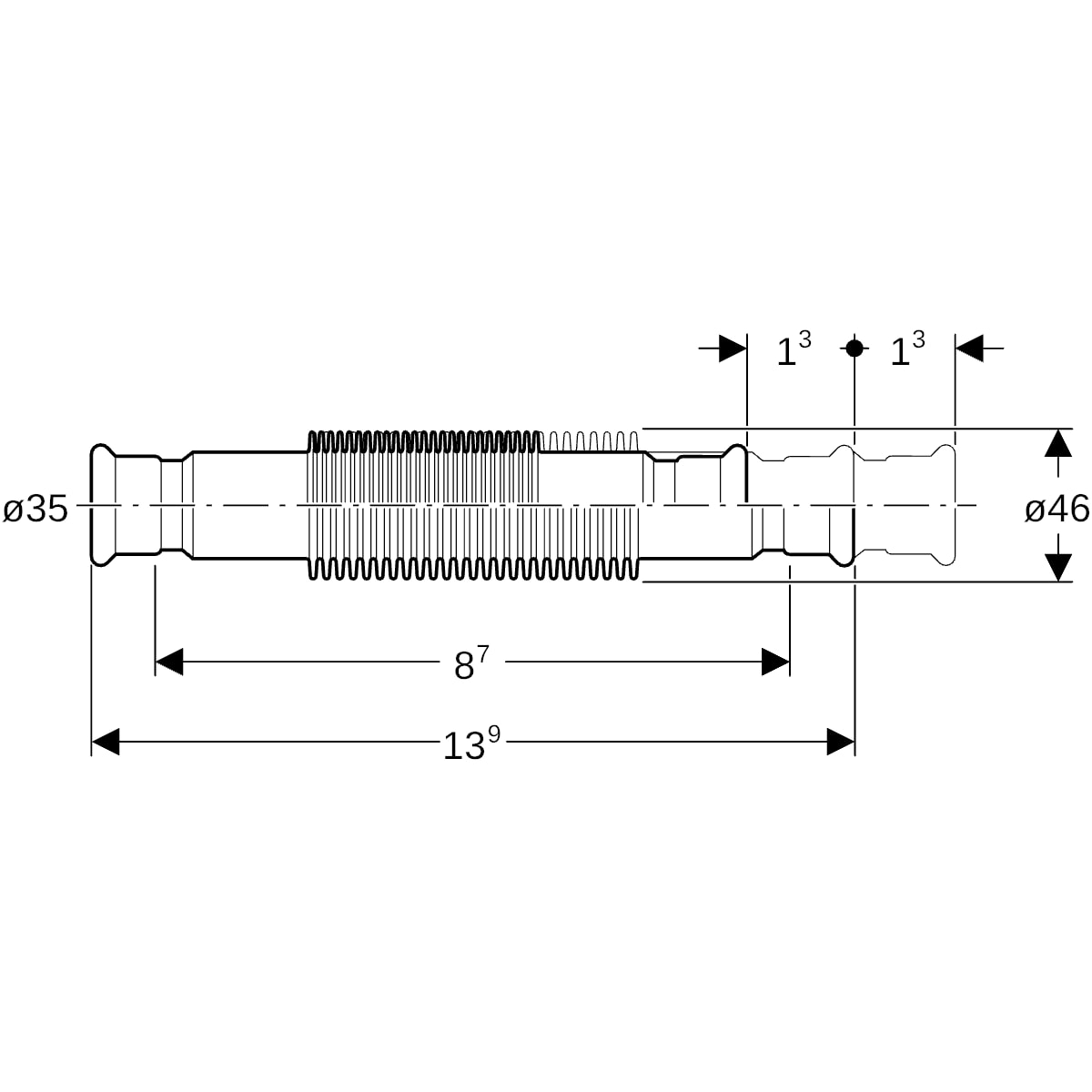Geberit Mapress C-Stahl Axialkompensator mit Pressmuffen d35