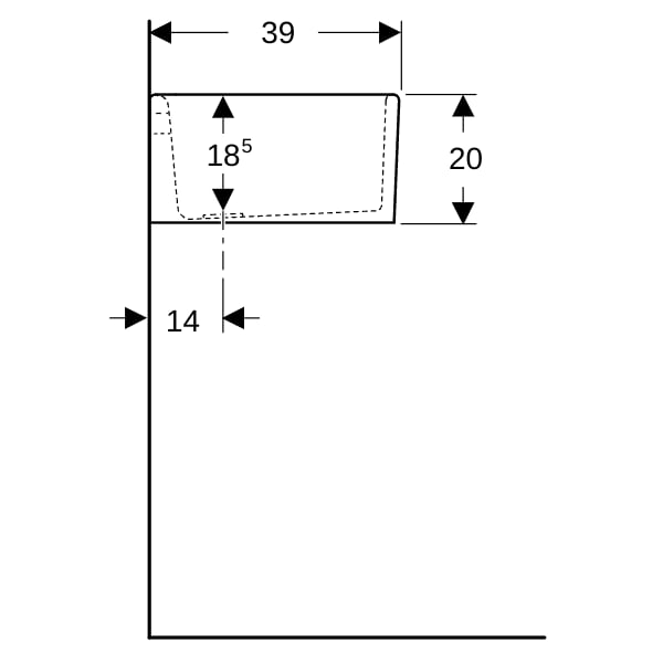 Geberit Publica Mehrzweckbecken mit Überlauf 50x20x39cm, weiß