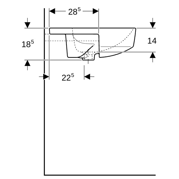Geberit VariForm Halbeinbauwaschtisch, rund d: 50cm, m. Hl, m. Ül., weiß, KeraTect