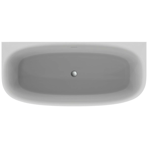 IS D-Form-Badewanne DEA f.Wandanbindung, m.Ablauf, 1800x800x475/610mm, Seidenweiß