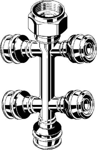 Viega Verteiler mit SC Raxofix 5326.09 in16mmxG3/4-5fach Siliziumbronze