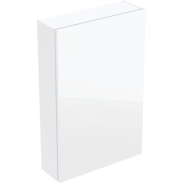 Geberit Hängeschrank rechteckig, 1 Tür 45x70x15cm, weiß hgl./Glas weiß