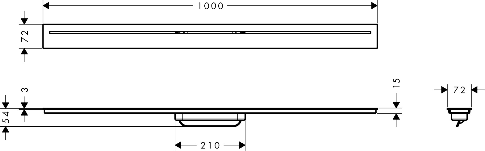 Hansgrohe Fertigset Duschrinne AXOR Drain 1000mm BBR