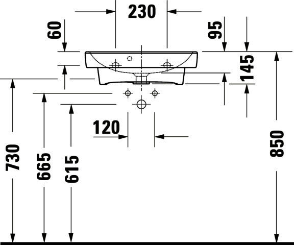 DU HWB 500mm, Duravit No.1 weiß, mit ÜL, mit HLB