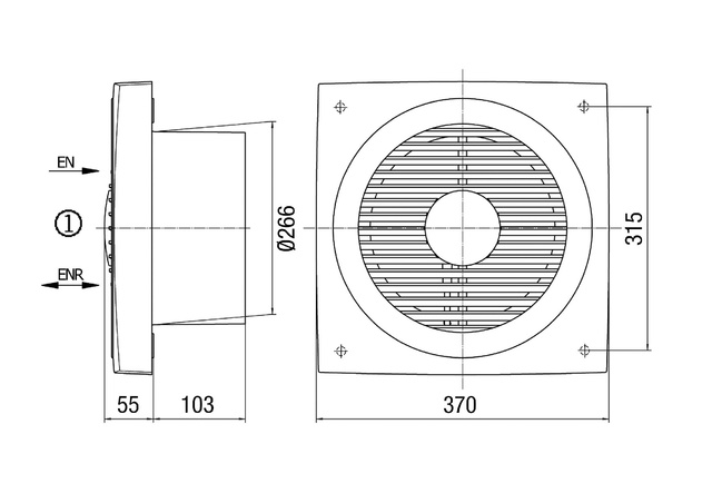 Maico Wandeinbauventilator EN 25 DN250