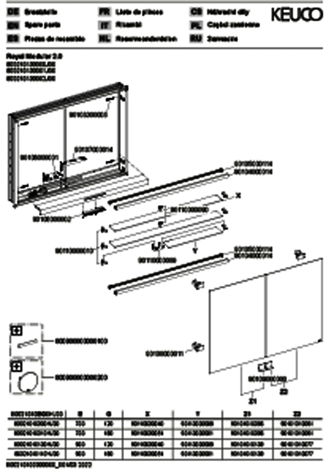 KEUCO Royal Modular 2.0 SPS, bel. 80021, Einb,oSteckd,sb-elox,1000x700x120mm