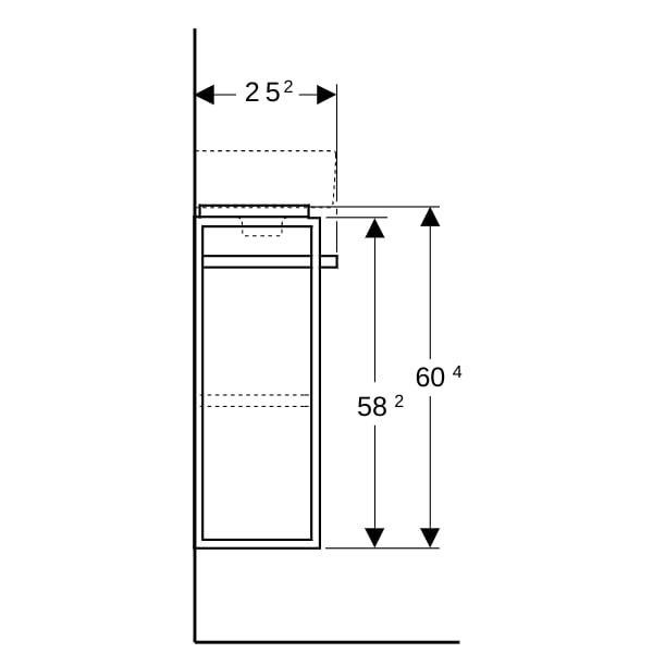 Geberit Renova Compact US 44,8cm für HWB 50cm mit HH li, 44,8x60,4x25,2cm, hellgrau