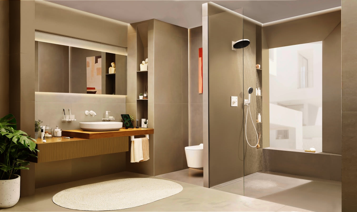 Hansgrohe 2-Loch Waschtischmischer Unterputz Tecturis S F-Set 165 mm Auslauf MW