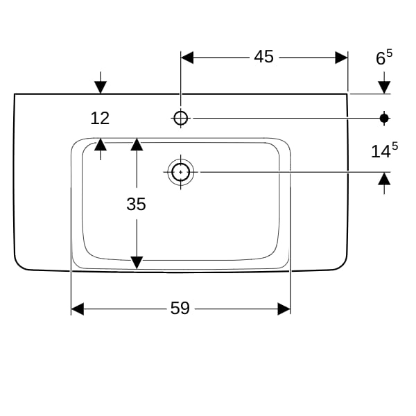 Geberit Renova Plan WT mit Ablagefl., 90x48cm m. Hl., o. Ül., weiß