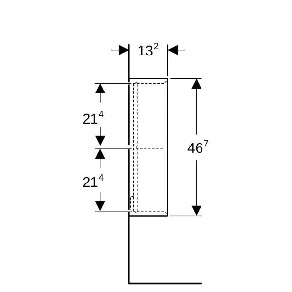 Geberit Regal quadratisch 45x46,7x13,2cm, Eiche