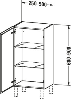 DU HHS individual L-Cube 200x250x600mm 1 Tür, TA links, Nussbaum Dunkel