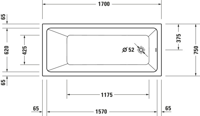 DU No.1 BW 1700x750,Einbauversion Rückenschr.1 Pos.Variabel, Weiß