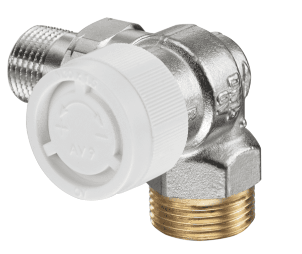 OVENTROP-Thermostatventil "AV 9" DN15, 3/4" x 1/2",PN10, Winkeleck rechts