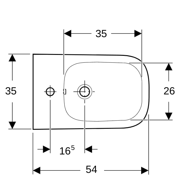 Geberit Renova Plan Wandbidet teilgeschlossene Form, m. Ül., weiß Tect