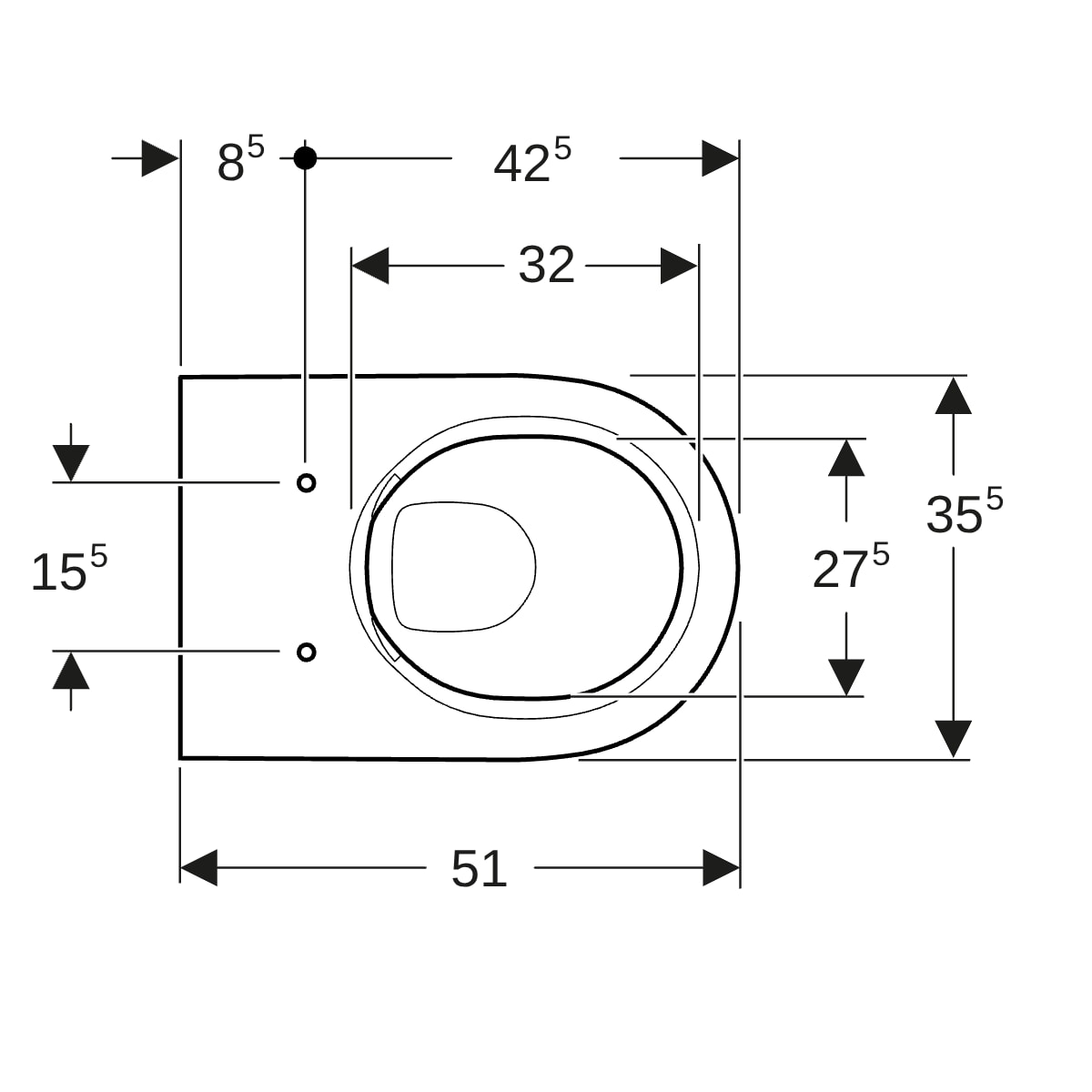 Geberit Acanto Wand-WC Tiefspüler geschlossene Form Rimfree, weiß KeraTect