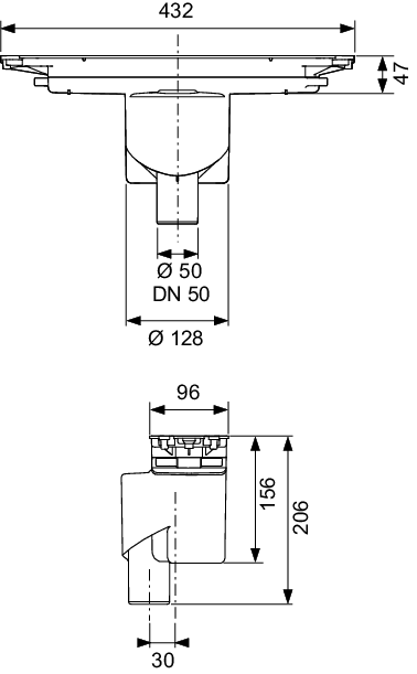 TECEdrainprofile Ablauf "senkrecht", DN 50, Ablaufleistung 1,37 l/s