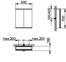 KEUCO Royal Modular 2.0 SPS, unbel. 80020, Vorb,oSteckd,sb-elox,600x700x160mm