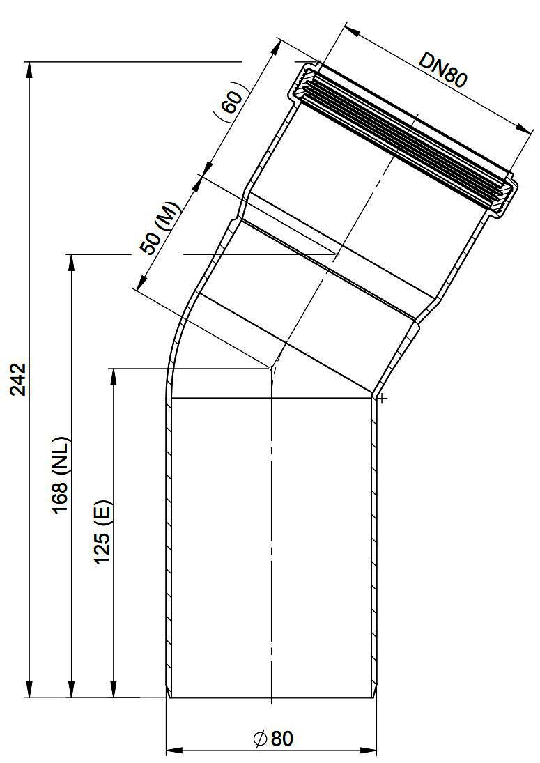 MHG Bogen 30, starr, DN 80 für Abgasleitung Atec