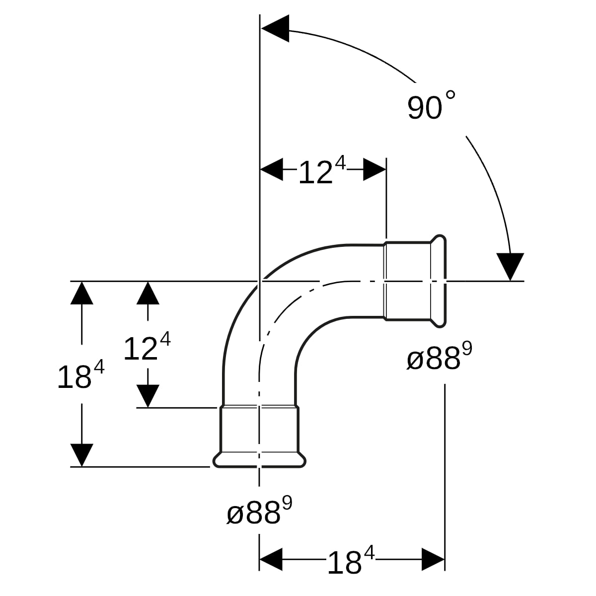 Geberit Mapress Edelstahl Bogen 90Gr d88,9 (Gas)