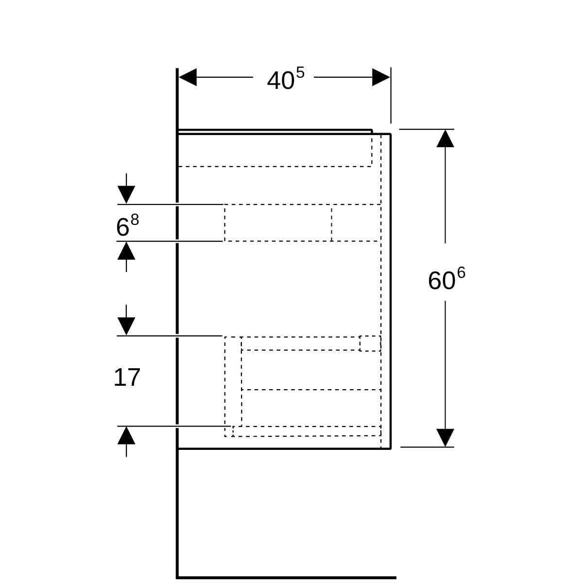 Geberit Renova Plan US f. WT, m. 2 Schubladen 50,4x60,6x40,4cm, Eiche natur