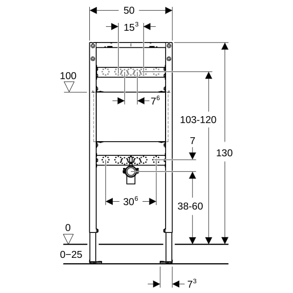 Geberit Duofix Element f. Ausgussbecken 130 cm, Wandarmatur AP